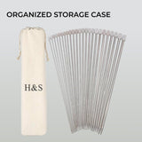 H&S Knitting Needles Set for Beginners Knitting Accessories - 11 Pairs of Stainless Steel Knitting Needles with Firm Grip Handle - Single Pointed Needle Set with Pouch for Easy Storage H&S