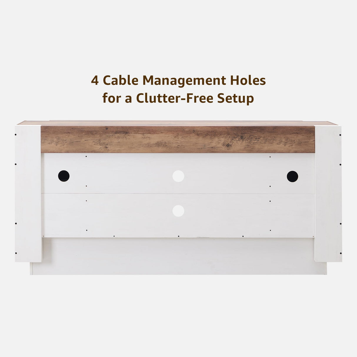 OKD Modern 70" TV Stand, Entertainment Center for TVs Up to 80", Media Console with Large Open Storage & Side Cabinets, Thick Wood Design for Living Room, Antique White OKD