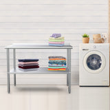 ROVSUN 36'' x 24'' Stainless Steel Table for Prep & Work,Commercial Worktables & Workstations,Heavy Dut Metal Table with Adjustable UnderShelf & Backsplash for Kitchen, Restaurant,Home,Hotel ROVSUN