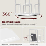 MAHANCRIS 4-Tier Rotating Bookshelf, Freestanding Corner Bookshelf, 360° Spinning Bookcase, Industrial Style Storage Rack with Rails, for Living Room, Bedroom, Study, White BKWT1501 MAHANCRIS