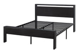 SHA CERLIN 14 Inch Full Size Metal Platform Bed Frame with Wooden Headboard and Footboard, Mattress Foundation, No Box Spring Needed, Large Under Bed Storage, Non-Slip Without Noise, Black Oak SHA CERLIN