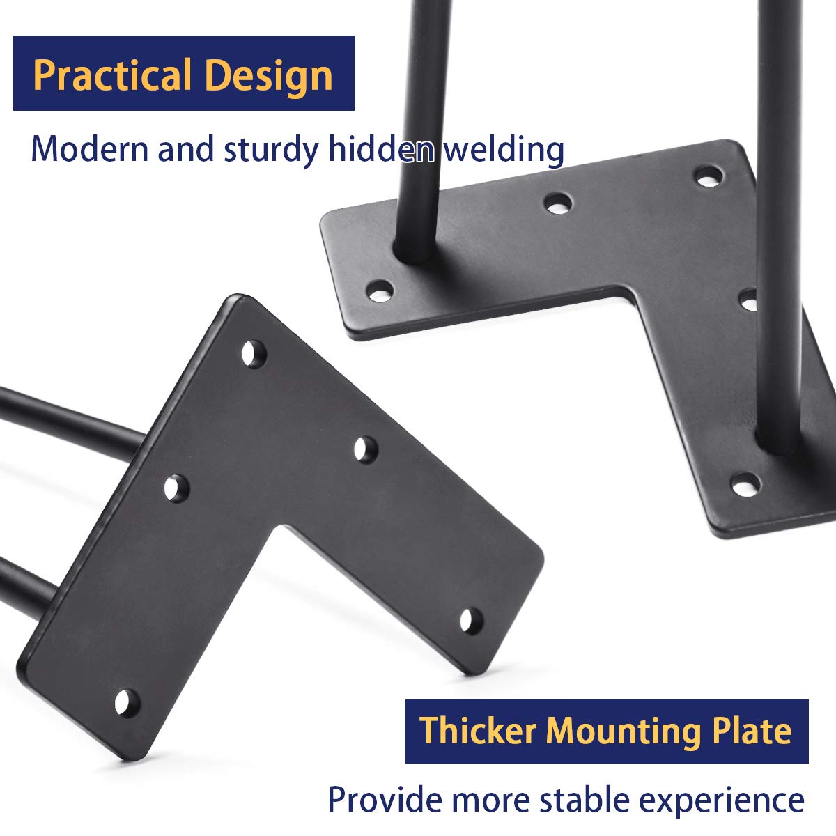 SMARTSTANDARD 16" Hairpin Furniture Legs, Metal Home DIY Projects for Nightstand, Coffee Table, Desk, etc with Rubber Floor Protectors Black 4PCS SMARTSTANDARD