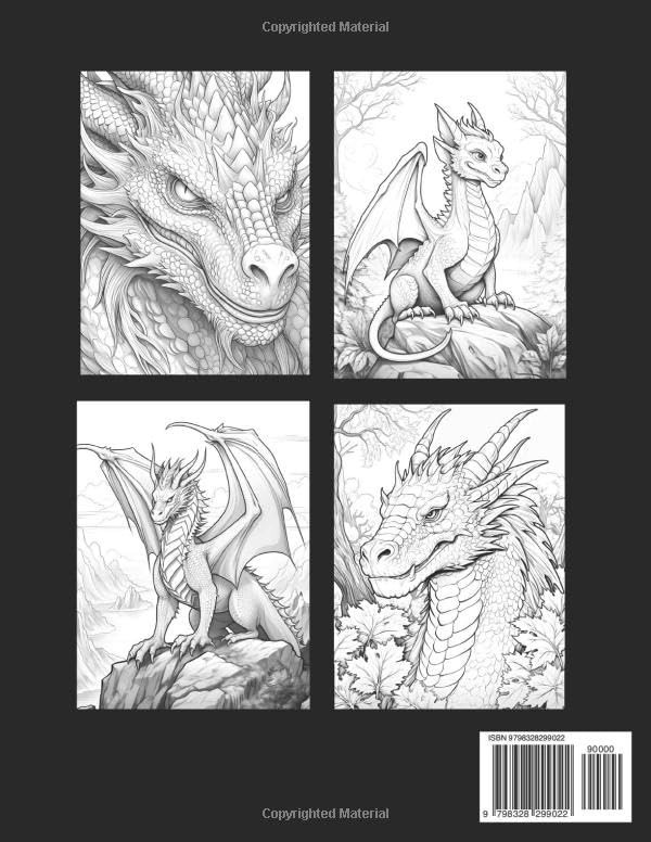 Dragons: Coloring Book for Teen and Adults: Epic Fantasy Dragon Pages | Stress Relief and Relaxation Activity Book WoodArtSupply