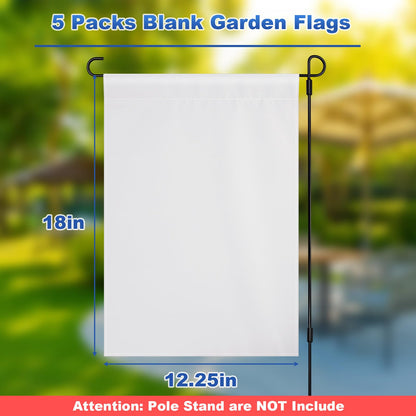 Cosmos 5 Pcs Blank Garden Flags Set DIY Lawn Flags White Outdoor Yard Flags Blank Sublimation Flags Outdoor Decorative Flag Dual Sided Banner Flags Party Flags for Garden Yard Patio Outdoor Home Decor