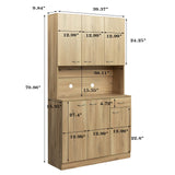 SoarFlash 71” Kitchen Pantry Buffet Freestanding Hutch Storage Cabinet Wood Sideboard Cupboard with 6 Doors,1 Drawer for Home, Dining Room,Brown SoarFlash