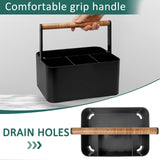 BYUNER Portable Shower Caddy Dorm: Bathroom Caddy Organizer with Handle and Adjustable Dividers,Plastic Shower Basket for Toiletry,Makeup,Vanity,Shower Storage Tote for College, Cleaning Caddy, Black BYUNER