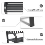 SHGJ&SOFT 50" Outdoor Bench Metal, Heavy-Duty Garden Bench Outdoor, Weatherproof Cast Iron Frame, 500LB Capacity Anti-Rust Patio Park Bench for Porch, Yard, Lawn SHGJ&SOFT