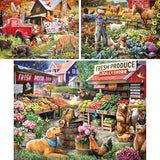 Bits and Pieces - Value Set of Three (3) 500 Piece Jigsaw Puzzles for Adults - Each Puzzle Measures 18" x 24" - Farm Vegatable Stand Jigsaws by Larry Jones Bits and Pieces