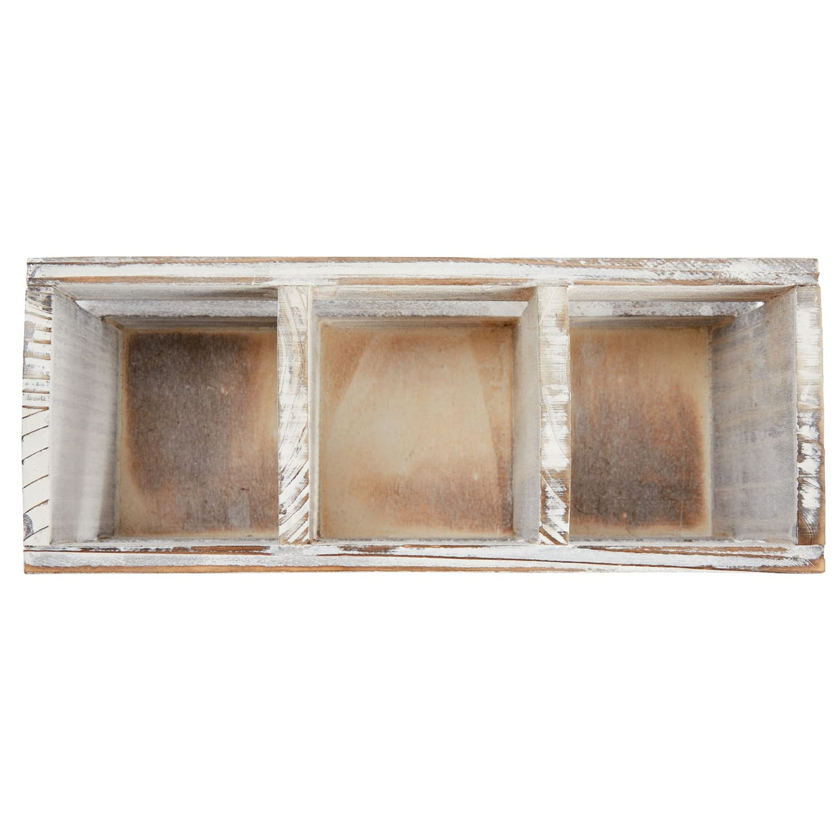 Juvale Rustic-Style Desk Pencil Holder with 3 Compartments - Farmhouse Decor and Wooden Organizer for Pen and Office Accessories Juvale