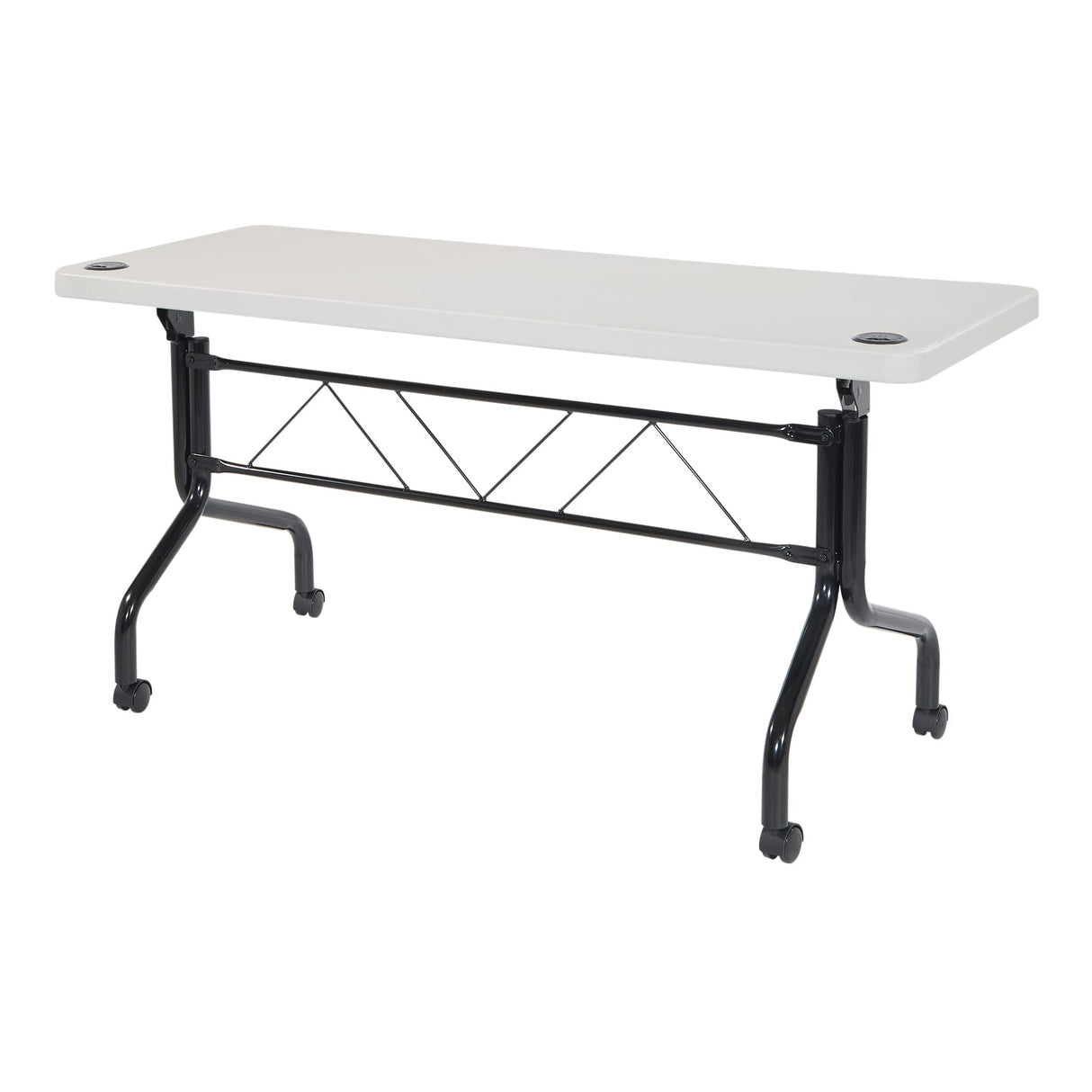 Office Star Resin Multipurpose Flip Training Table with Locking Casters for Home or Office Use, 5 Feet Light Gray Office Star Products