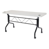 Office Star Resin Multipurpose Flip Training Table with Locking Casters for Home or Office Use, 5 Feet Light Gray Office Star Products