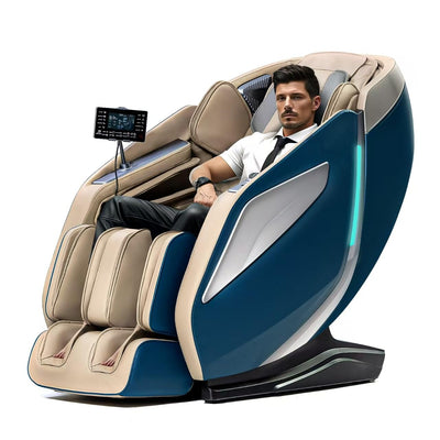 HealthRelife 4D Massage Chair Full Body Zero Gravity Recliner - 55“ SL-Track,15 Auto Modes,11 Massage Technique,40 Airbags Massage,with Yoga Stretch,APP Control,Shiatsu Foot Massage(DarkBlue)