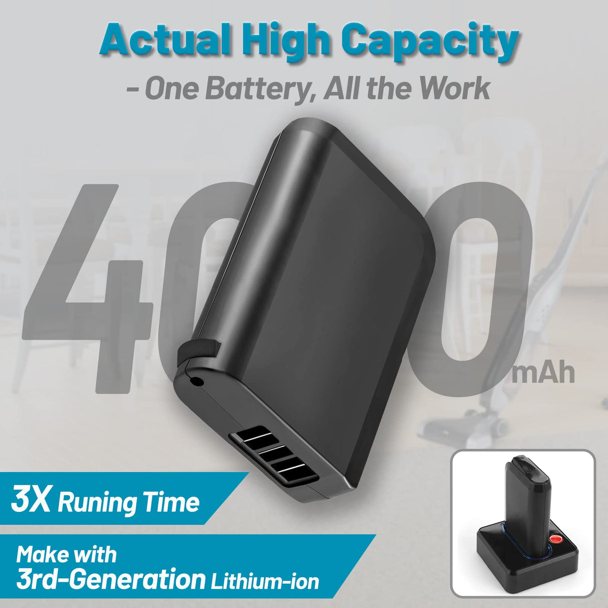 TenHutt 【UPGRADE 4.0Ah !】 18V Lithium Ion Replacement Battery for Hoover 18V Linx Battery Compatible with BH50000 BH50010 BH50015 302723001 BH50020 Cordless Stick Vacuum TenHutt