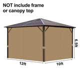 AONEAR Gazebo Privacy Curtains 10' x 12' with Zipper 4-Panels Side Wall Universal Replacement for Patio, Outdoor Canopy, Garden and Backyard (Curtain Only) aonear
