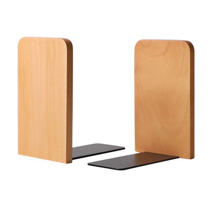 Muso Wood Book Ends for Shelves, Non-Slip Bookends, Heavy Duty Wooden Bookend Support for Books and Movies (Beech 1 Pair) - WoodArtSupply