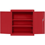 Sandusky CA21361836-01 Classic Series Counter Height Metal Storage Cabinet with Adjustable Shelves, Locking Handle, 18" D x 36" W x 36" H, Red Sandusky