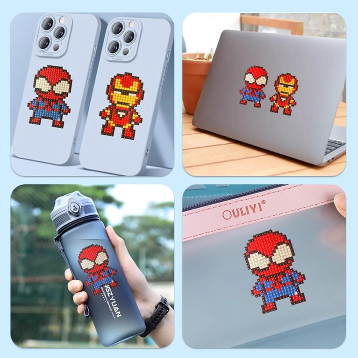 SHOWERRING 5D DIY Diamond Art Stickers Kits for Kids,Cartoon Gem Digital Art Painting Stickers Mosaic Craft Kit (Super Hero) SHOWERRING