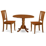 East West Furniture DLAV3-SBR-W 3 Piece Dining Table Set for Small Spaces Contains a Round Dining Room Table with Dropleaf and 2 Wood Seat Chairs, 42x42 Inch, Saddle Brown East West Furniture
