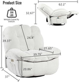 EDWELL Power Recliner Chair, Massage Rocker Recliner Chairs for Adults with Heated, Oversized Rocker Swivel Chairs for Living Room, Comfy Nursery Rocking Chairs with USB-C Ports and Side Pocket, White EDWELL