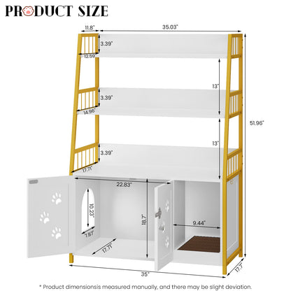 Recaceik Large Cat Litter Box Enclosure with Shelf Storage, Hidden Cat Washroom Furniture, Wooden Cat House with Scratch Pad, Sturdy Indoor Cat Cabinet with 2 Doors - WoodArtSupply