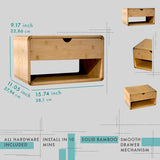 Comfify Modern Floating Nightstand with Drawer – Small, Compact, Minimalist Bamboo Wall-Mount Bedside Shelf, – Midcentury Design, Easy Installation, Clear Instructions - Warm Bamboo Finish Comfify