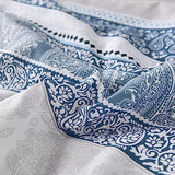 Cottolester Boho Comforter Set King Size Light Blue Comforter Set 8 Piece Bed in a Bag Striped Paisley Bedding Sets Cottolester