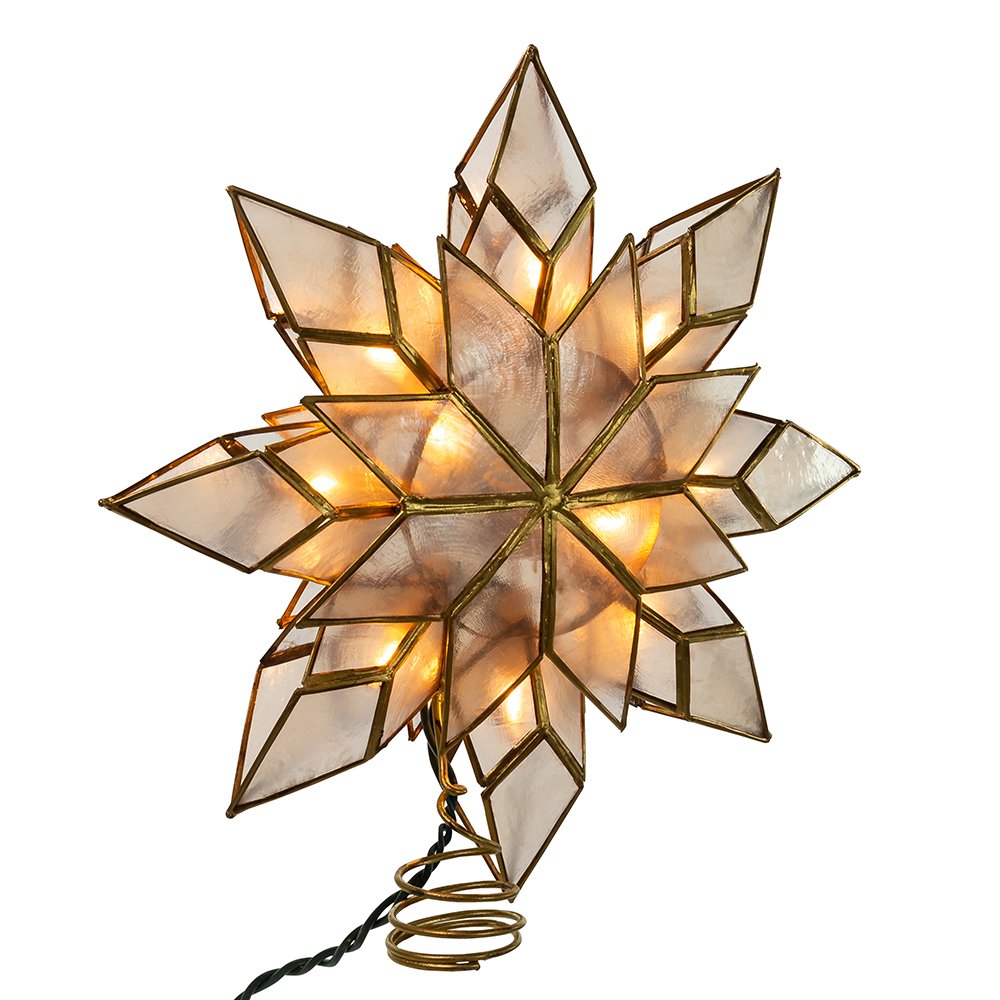Kurt Adler 8.5-Inch Capiz Star Tree Topper with 10 Clear Lights and 1 Spare Bulb Kurt S. Adler