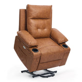Polar Aurora Power Lift Chair for Elderly,Electric Recliner Chair with Vibrating Massage & Heating,Living Room Chair with Thickened armrest,USB Ports,2 Cup Holders,Brown Polar Aurora