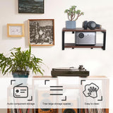 LUCKUP Floating Wall Shelves Wall Mounted Projector Shelf Wood AV Media Stand with 2 Shelves, Entertainment Center with Strengthened Metal Steel Frame LUCKUP