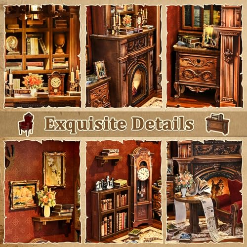 Sagiterra Book Nook Kit，DIY Miniature Dollhouse Kit for Adults and Teens，3D Wooden Tiny House for Family and Friends，Bookshelf Decor in Halloween/Christmas（Book Store） (Twilight Library)