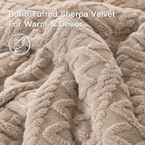 Andency Fluffy Sherpa Full Comforter Set, Super Soft Khaki Fleece Warm Bedding for Winter, Luxury Jacquard Boho Thick Fuzzy Plush Bed Set 3 Pieces(1 Shaggy Comforter, 2 Pillowcases) Andency