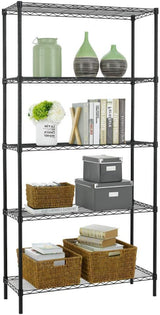 Wire Shelving Unit Commercial Metal Shelf Adjustable Layer Rack Strong Steel for Restaurant Garage Pantry Kitchen Garage (36×14×72, Black) BestOffice
