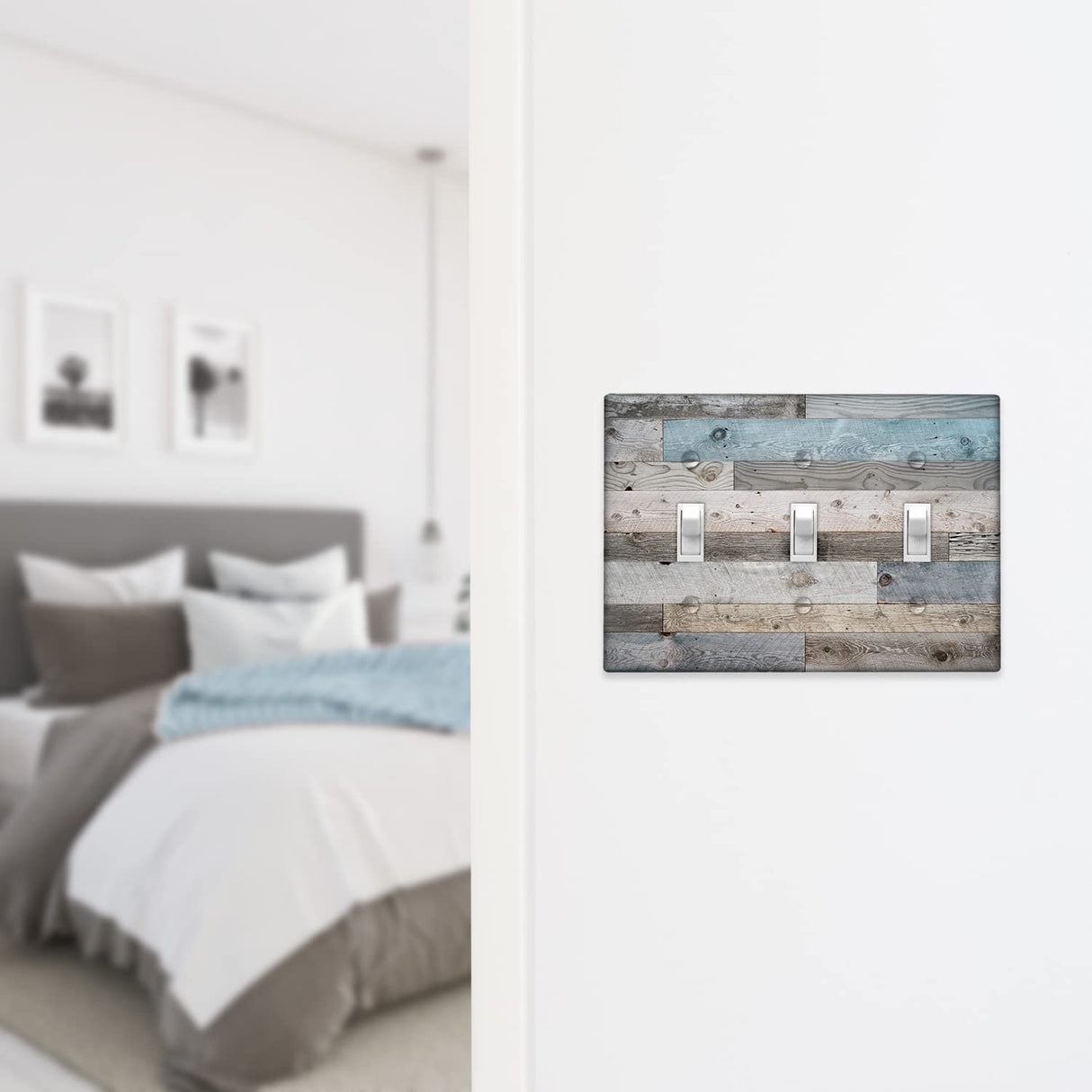 Rustic Farmhouse 3 Gang Toggle Switch/Wall Plate Retro Wooden Decorative Light Switch Cover Outlets Covers for Bedroom Kitchen Home Decor Xianshime