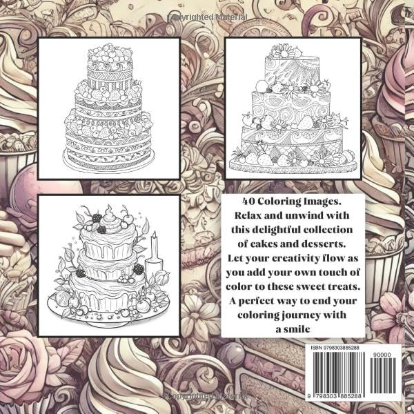 Cake Coloring Book: relaxation and stress reliefs WoodArtSupply