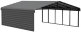 Arrow Carports Galvanized Steel Carport, with 1-Sided Enclosure, Compact Car Metal Carport Kit, 20' x 24' x 7', Charcoal Arrow