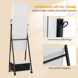 LOKO Rolling Jewelry Cabinet with Wheels, Lockable Jewelry Organizer Box with Drawers, Freestanding Jewelry Armoire with Full-length Mirror, for Women Girls Bedroom Cloakroom (White) LOKO