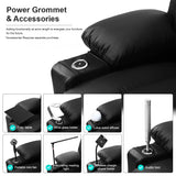 Recliner Chair Sofa Reclining Glider Rocking Sleeper Living Room 360° Swivel for Adults Theater Chairs Leather Rocker Recliners Cup Holders (Black) HOMYHOMEY