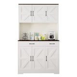 Azaeahom 71" Pantry Cabinet with Charging Station, Kitchen Storage Cabinet with Microwave Stand, 8-Zone Organization, 2 Smooth-Glide Drawers, Open Countertop for Dining, Kitchen, Living Room (White) Azaeahom