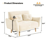 Brelice Loveseat Sofa, 47" Velvet Couch for Bedroom, Convertible Wooden Tray & Ergonomic Armrest, for Small Space, Apartment, Living Room, Home Office, Easy Assembly, Beige Brelice