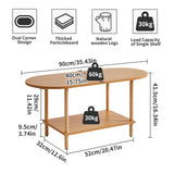 Aibiju Wooden Tea Table Small Coffee Table, 2 Tier Coffee Table for Living Room, 35x16x17inch TV Table Stand with Storage Shelf Natural Wood Color YD-012N Aibiju