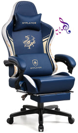 GTPLAYER Gaming Chair with Bluetooth Speakers and Footrest, Dragon Series Video Game Chair ，Heavy Duty, Ergonomic, Esports Computer Office Chair Blue (Royal Blue) GTPLAYER