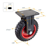 POWERTEC 8 Inch Caster Wheels, Heavy Duty Fixed Plate Casters with Rubber Knobby Tread for Workbench, Dolly, Cart, Trolley, Wagon and Chicken Coop, Large Rubber Castor Wheels, 1PK (17053V) POWERTEC