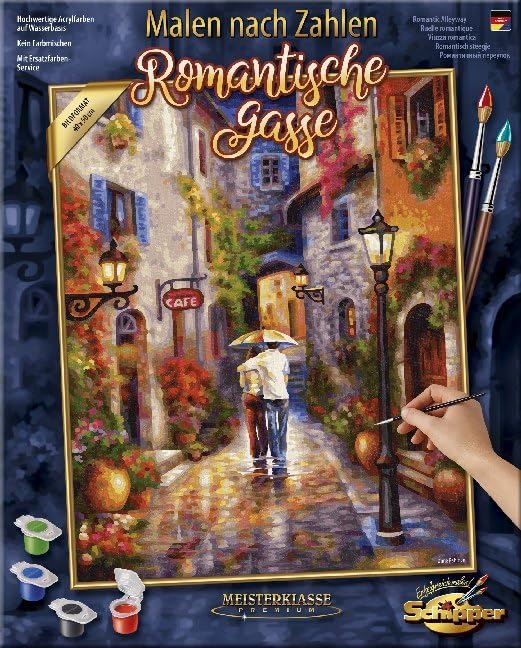Noris Spiele MNZ-Romantische Schipper Paint Numbers – Romantic 609130788 Gasse, 40 x 50 cm Multicoloured, Colourful, 40x50 cm noris