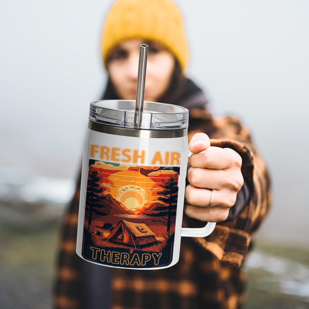 PYD Life Sublimation Mugs Tumblers Blanks with Handle Lid and Straw 30 OZ White Insulated Stainless Steel Jug Water Bottle with Handle for Sublimation Oven Printing 4 Pack PYD Life