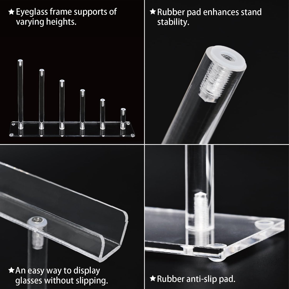 MOOCA 6 Tier Acrylic Eyeglasses Frame Stand, Sunglasses Rack, Sunglasses Stand Acrylic Sunglasses Display, Sunglasses Rack Holder, Acrylic Glass Display, Stylish Eyewear Organizer, 8”H MOOCA