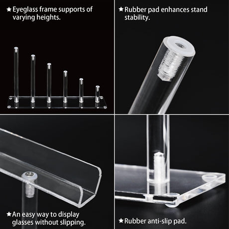 MOOCA 6 Tier Acrylic Eyeglasses Frame Stand, Sunglasses Rack, Sunglasses Stand Acrylic Sunglasses Display, Sunglasses Rack Holder, Acrylic Glass Display, Stylish Eyewear Organizer, 8”H MOOCA