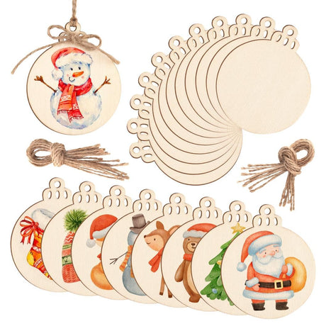 Round Wooden Circles with Holes - 20 Pcs Unfinished Natural Wood Slices for Painting, Crafts Christmas Ornaments DIY Crafts Hanging Decorations WKTFOBM