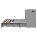 Harper & Bright Designs Queen Size Murphy Bed, Wood Queen Wall Bed with Drawer and a Set of Sockets & USB Ports, Pulley Structure Design, Gray Harper & Bright Designs