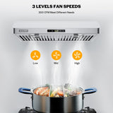 Empava Ductless/Ducted Range Hood Under Cabinet 30 Inch, Touch Control, 300 CFM Plug in, Stainless Steel Empava