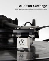 ANGELS HORN Vinyl Record Player, Bluetooth Turntable with Built in Speakers Phono Preamp, High Fidelity Turntables for Vinyl Records with Magnetic Cartridge AT-3600L, Belt Drive 2-Speed ANGELS HORN